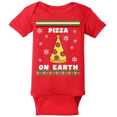 Pizza On Earth Ugly Christmas Baby Bodysuit