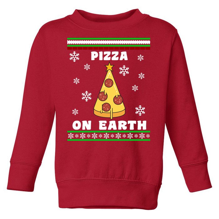 Pizza On Earth Ugly Christmas Toddler Sweatshirt