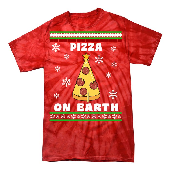 Pizza On Earth Ugly Christmas Tie-Dye T-Shirt