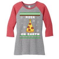 Pizza On Earth Ugly Christmas Women's Tri-Blend 3/4-Sleeve Raglan Shirt