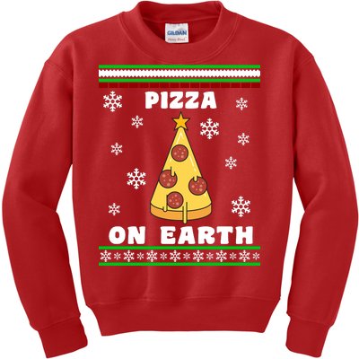 Pizza On Earth Ugly Christmas Kids Sweatshirt