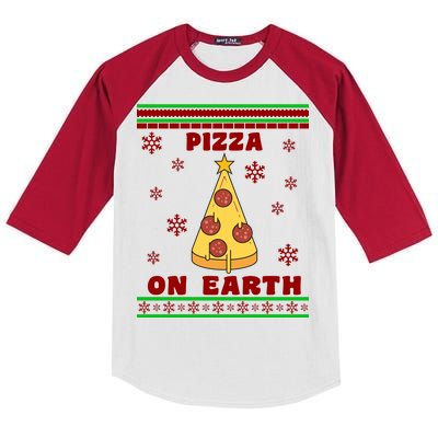 Pizza On Earth Ugly Christmas Kids Colorblock Raglan Jersey