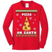 Pizza On Earth Ugly Christmas Kids Long Sleeve Shirt