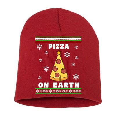 Pizza On Earth Ugly Christmas Short Acrylic Beanie