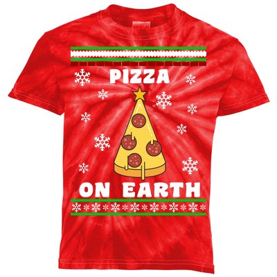 Pizza On Earth Ugly Christmas Kids Tie-Dye T-Shirt