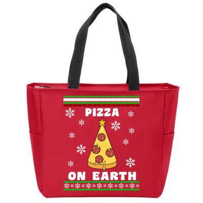 Pizza On Earth Ugly Christmas Zip Tote Bag