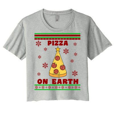 Pizza On Earth Ugly Christmas Women's Crop Top Tee