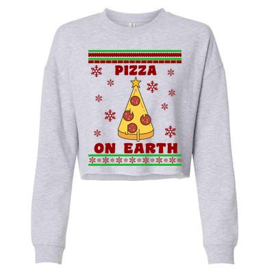 Pizza On Earth Ugly Christmas Cropped Pullover Crew