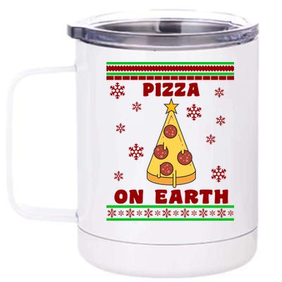 Pizza On Earth Ugly Christmas 12 oz Stainless Steel Tumbler Cup