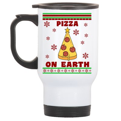 Pizza On Earth Ugly Christmas Stainless Steel Travel Mug