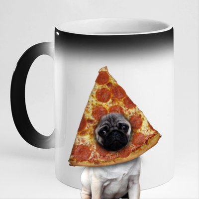 Pizza Pug Dog 11oz Black Color Changing Mug