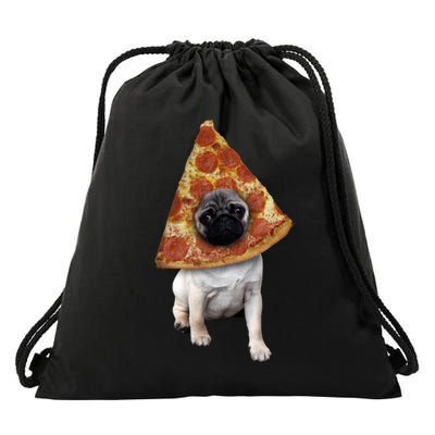 Pizza Pug Dog Drawstring Bag