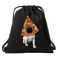 Pizza Pug Dog Drawstring Bag