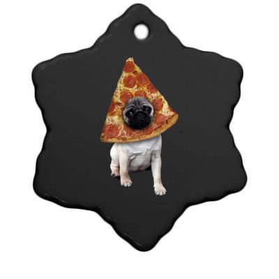 Pizza Pug Dog Ceramic Star Ornament