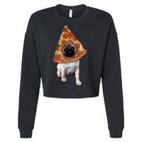 Pizza Pug Dog Cropped Pullover Crew