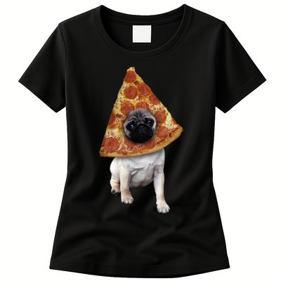 Pizza Pug Dog Womens T-Shirt