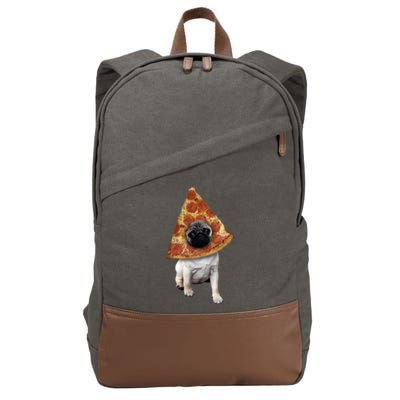 Pizza Pug Dog Cotton Canvas Backpack