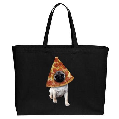 Pizza Pug Dog Cotton Canvas Jumbo Tote