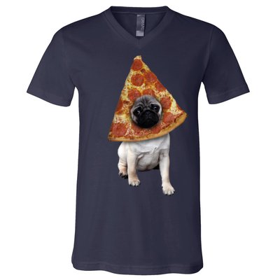 Pizza Pug Dog V-Neck T-Shirt