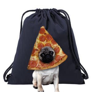 Pizza Pug Dog Drawstring Bag