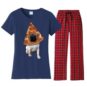 Pizza Pug Dog Women's Flannel Pajama Set