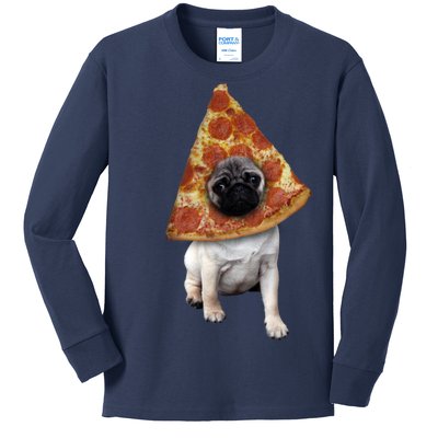 Pizza Pug Dog Kids Long Sleeve Shirt