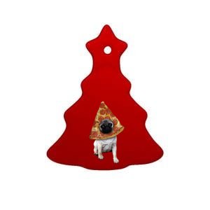 Pizza Pug Dog Ceramic Tree Ornament