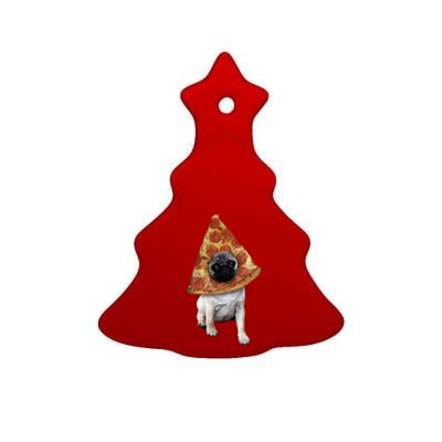 Pizza Pug Dog Ceramic Tree Ornament