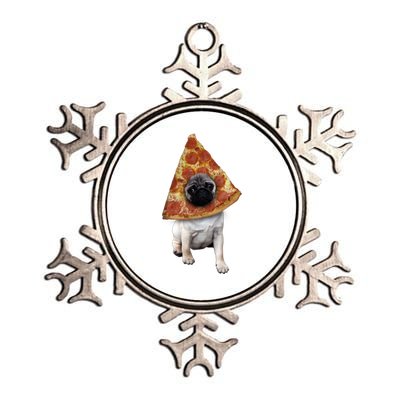 Pizza Pug Dog Metallic Star Ornament