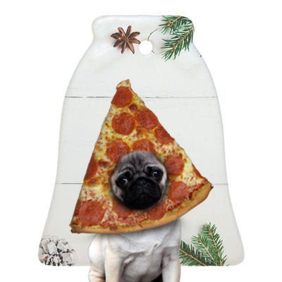 Pizza Pug Dog Ceramic Bell Ornament