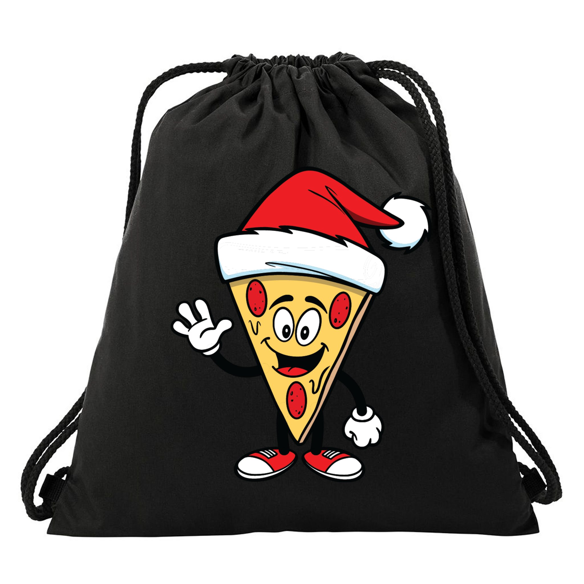 Pizza Santa Drawstring Bag