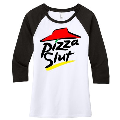 Pizza Slut Women's Tri-Blend 3/4-Sleeve Raglan Shirt