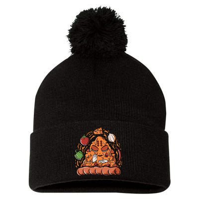 Pizza Warrior Pom Pom 12in Knit Beanie