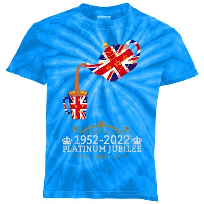 Platinum Jubilee 2022 Union Jack For Kids & Jubilee Teapot Kids Tie-Dye T-Shirt