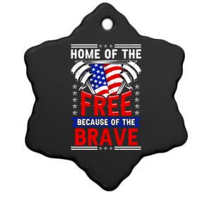 Patriotic July 4th Home Of The Free Because Of The Brave Gift Ceramic Star Ornament