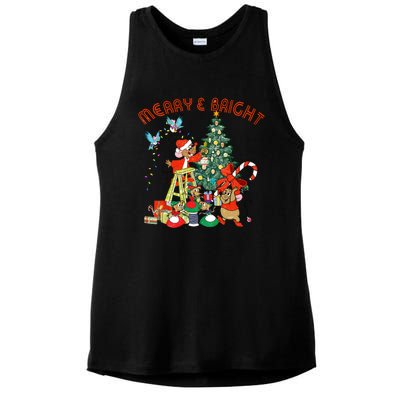 Princess Jaq And Gus Christmas Tree Lights Ladies PosiCharge Tri-Blend Wicking Tank