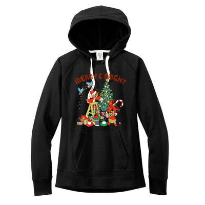 Princess Jaq And Gus Christmas Tree Lights Women's Fleece Hoodie