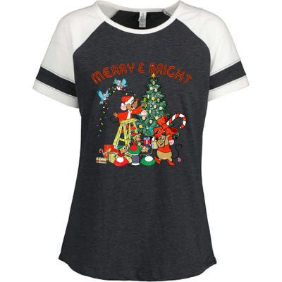 Princess Jaq And Gus Christmas Tree Lights Enza Ladies Jersey Colorblock Tee