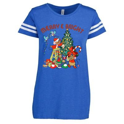 Princess Jaq And Gus Christmas Tree Lights Enza Ladies Jersey Football T-Shirt