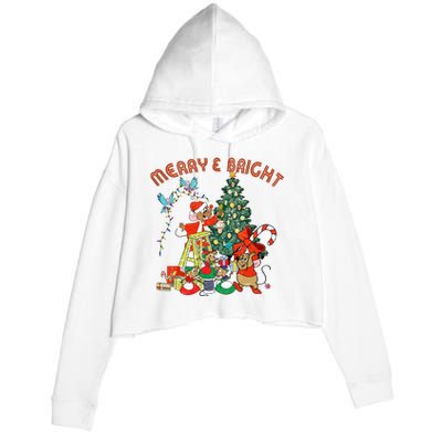 Princess Jaq And Gus Christmas Tree Lights Crop Fleece Hoodie