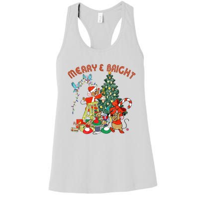 Princess Jaq And Gus Christmas Tree Lights Women's Racerback Tank