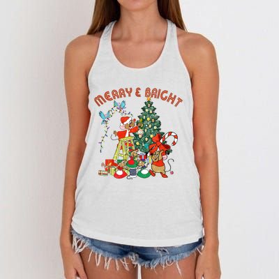 Princess Jaq And Gus Christmas Tree Lights Women's Knotted Racerback Tank