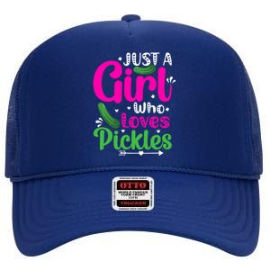 Pickle Just A Who Loves Pickles Vegan Gift High Crown Mesh Back Trucker Hat