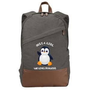 Penguin Just A Who Loves Penguins Gift Cotton Canvas Backpack