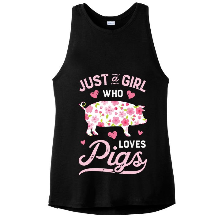Pig Just A Girl Who Loves Pigs Women Farmer Farm Flower Ladies PosiCharge Tri-Blend Wicking Tank