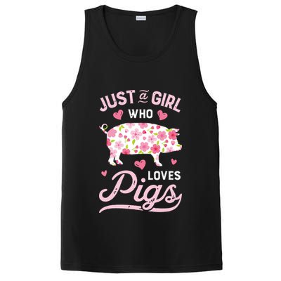 Pig Just A Girl Who Loves Pigs Women Farmer Farm Flower PosiCharge Competitor Tank