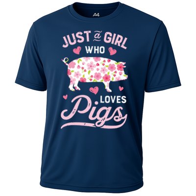 Pig Just A Girl Who Loves Pigs Women Farmer Farm Flower Performance Shirt