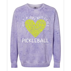 Pickleball Just A Who Loves Pickleball Funny Gift Colorblast Crewneck Sweatshirt