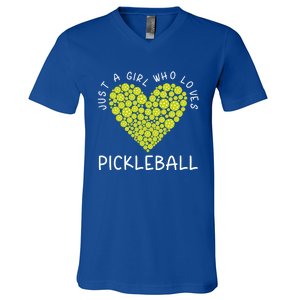 Pickleball Just A Who Loves Pickleball Funny Gift V-Neck T-Shirt