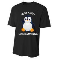 Penguin Just A Boy Who Loves Penguins Gift Performance Sprint T-Shirt